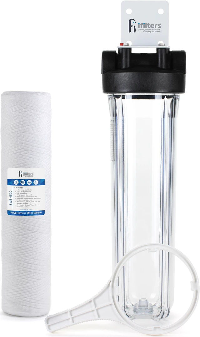 Main image of Whole House Sediment & Rust Complete Filtration System with Clear Housing 20" - 1" Ports