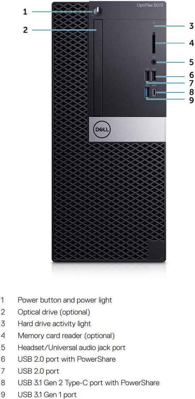 Alt view image 5 of 5 - Dell Optiplex 5070 Mini-Tower Desktop, Intel Six Core 9th Gen i5 9500 3.0Ghz, 16GB DDR4 RAM, 256GB NVMe PCIe M.2 SSD, USB Type C, Windows 11 Pro