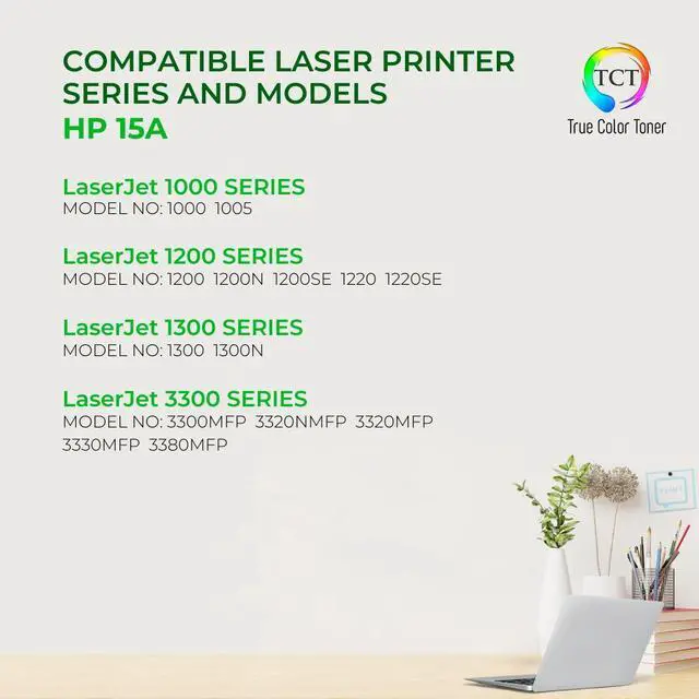 Alt view image 2 of 6 - True Color Toner 15A Toner Cartridge 2 Pack - Premium Compatible Replacement for HP 15A C7115A Black Works With HP LaserJet 1000 1005 1150 1200 1200N