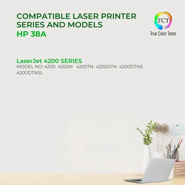 Alt view image 2 of 6 - True Color Toner 38A Toner Cartridge 2 Pack - Premium Compatible Replacement for HP 38A Q1338A Black Works With HP LaserJet 4200 4200N 4200TN 4200DTN 4200DTNS 4200DTNSL