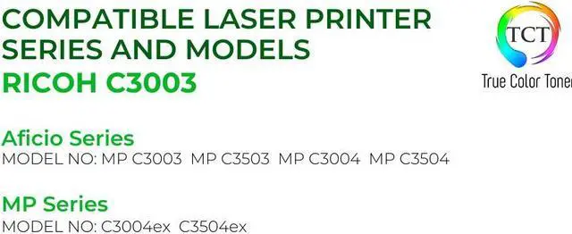 Alt view image 2 of 6 - True Color Toner C3003 Black Toner Cartridge - Premium Compatible Replacement for Ricoh Aficio C3003 841813 / 841817 Black Works With Ricoh Aficio MP C3003 3503