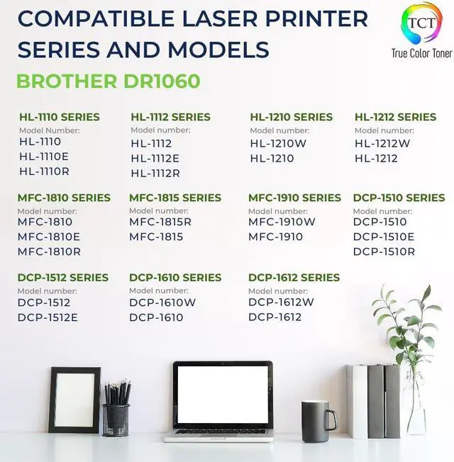 Alt view image 2 of 6 - True Color Toner DR1060 Drum Unit 2 Pack - Premium Compatible Replacement for Brother DR-1060 Works With Brother HL-1110 1110E 1110R 1210W 1212W MFC-1810 1815R 1910W DCP-1510 1610W 1612W