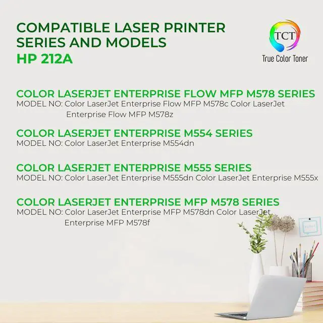 Alt view image 2 of 6 - True Color Toner 212A Yellow Toner Cartridge - Premium Compatible Replacement for HP 212A W2122A Works With HP Color LaserJet Enterprise M554dn M555dn M555x