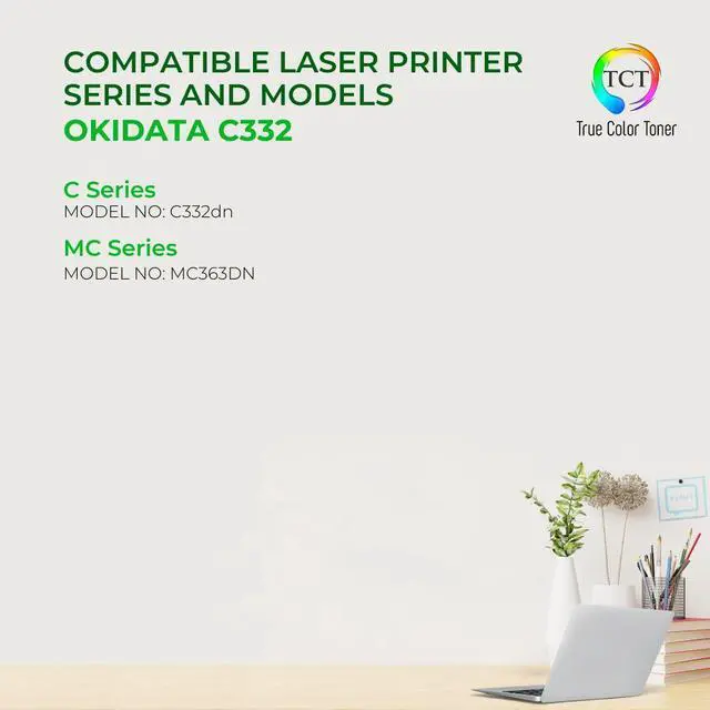 Alt view image 2 of 6 - True Color Toner C332 Black Toner Cartridge - Premium Compatible Replacement for Okidata C332 46508704 Black Works With Okidata C332 C332DN MC363 MC363DN