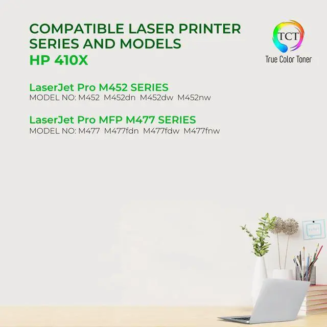 Alt view image 2 of 6 - TCT 410X Black TAA Compliant Toner Cartridge - Premium Compatible Replacement for HP 410X CF410X High Yield Works With HP LaserJet Pro M452DN M452DW M452NW MFP M477FDN MFP M477 Printers