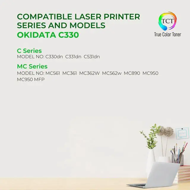 Alt view image 2 of 6 - True Color Toner C330 Cyan Toner Cartridge - Premium Compatible Replacement for Okidata C330 44469703 Cyan Works With Okidata C310DN C330DN C530dn MC361 MC561 MC562W