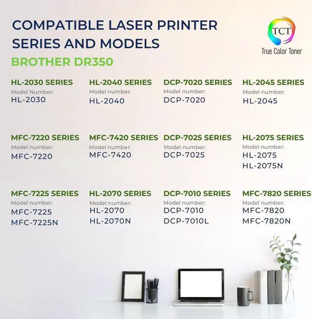 Alt view image 2 of 6 - True Color Toner DR350 Drum Unit - Premium Compatible Replacement for Brother DR-350 DR350 Works With Brother HL-2030 2040 2070N DCP-7020 FAX-2820 2825 2850 2910 MFC-7220 7225N 7420 7820