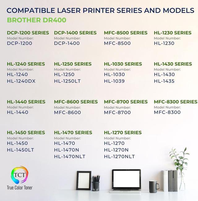 Alt view image 2 of 6 - True Color Toner DR400 Drum Unit - Premium Compatible Replacement for Brother DR-400 DR400 Works With Brother DCP-1200 1400 HL-1240DX MFC-8300 P2500 P2500T IntelliFax-4100 4100E 8750P