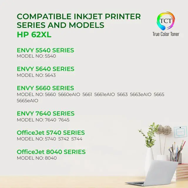 Alt view image 2 of 6 - True Color Toner 62XL Ink Cartridge 4 Pack - Premium Compatible Replacement for HP 62XL 62 XL Works With HP Envy 5640 5642 5643 OfficeJet 5745 5740