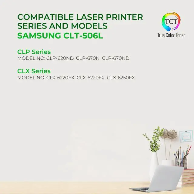 Alt view image 2 of 6 - True Color Toner 506L Toner Cartridge 4 Pack - Premium Compatible Replacement for Samsung CLT-506L High Yield Works With Samsung CLX-6260FR