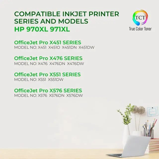 Alt view image 2 of 6 - True Color Toner 970XL 971XL Ink Cartridge 4 Pack - Premium Compatible Replacement for HP 970XL 971XL Works With HP OfficeJet Pro X451DN X451DW