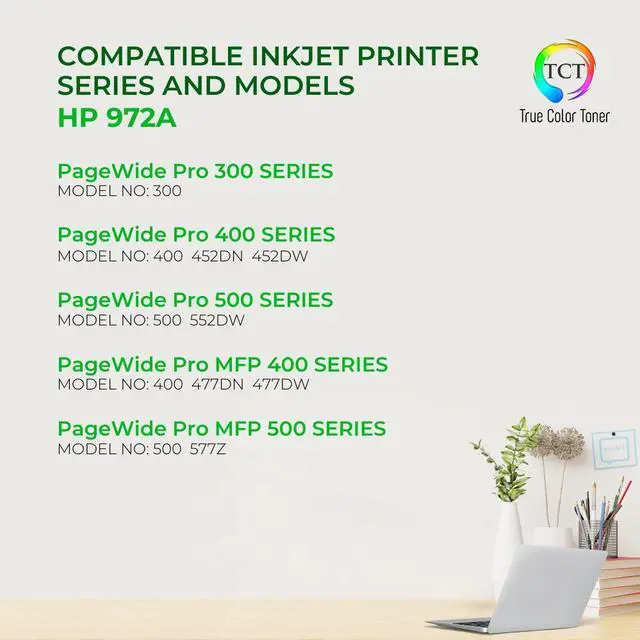 Alt view image 2 of 6 - True Color Toner 972A Ink Cartridge 4 Pack - Premium Compatible Replacement for HP 972A Works With HP PageWide Pro 352dw 377dw 452dn 477dn 477dw 552dw