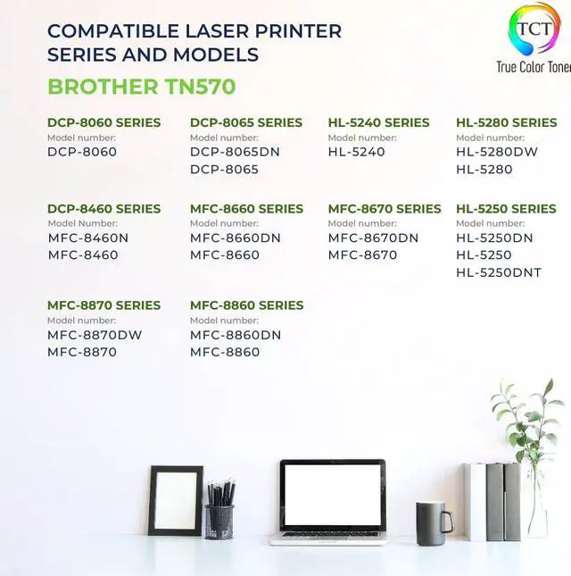 Alt view image 2 of 6 - True Color Toner TN570 Toner Cartridge 2 Pack - Premium Compatible Replacement for Brother TN570 Black High Yield Works With Brother DCP-8040 8045 HL-5140 5150 5170 MFC-8120 8220 8440 8640
