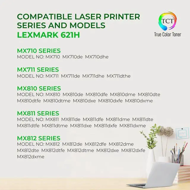 Alt view image 2 of 6 - TCT 621H 521H High Yield Black TAA Compliant Toner Cartridge Replacement for Lexmark MS810 MS810X MS811 MS812 Printers