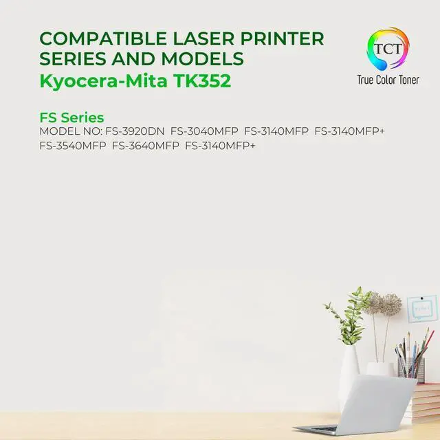Alt view image 2 of 6 - True Color Toner TK352 Toner Cartridge - Premium Compatible Replacement for Kyocera-Mita TK-352 TK352 Black Works With Kyocera-Mita FS 3920DN 3140MFP