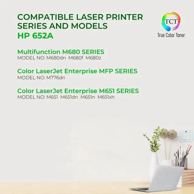 Alt view image 2 of 6 - True Color Toner 652A 654A Toner Cartridge 4 Pack - Premium Compatible Replacement for HP 652A 654A CF320A CF331A CF332A CF333A Works With HP Color LaserJet M651DN M651N M651XH