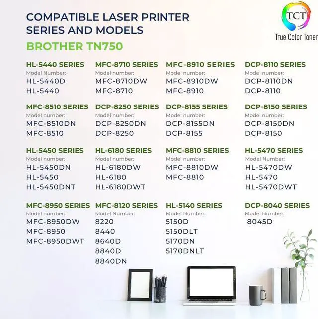 Alt view image 2 of 6 - True Color Toner TN750 Toner Cartridge 4 Pack - Premium Compatible Replacement for Brother TN-750 Black High Yield Works With Brother HL-5440D 5450 6180 MFC-8510 8520 8950 DCP-8110 8250