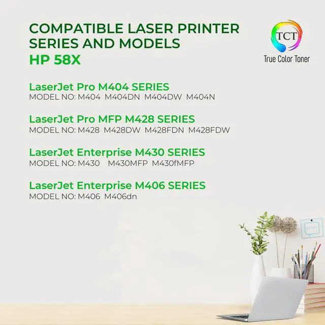 Alt view image 2 of 6 - True Color Toner 58X Toner Cartridge 2 Pack - Premium Compatible Replacement for HP 58X CF258X Black High Yield Works With HP LaserJet Pro M404 M428