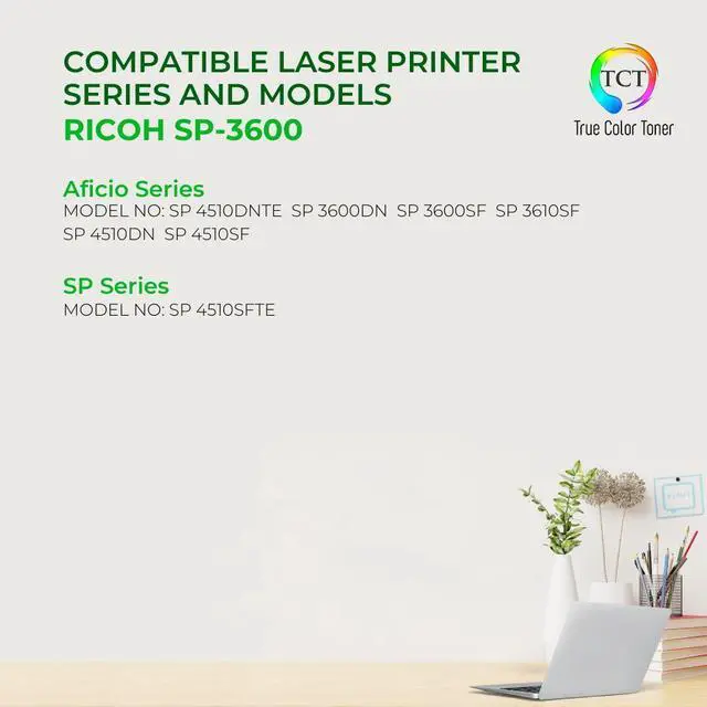Alt view image 2 of 6 - True Color Toner SP-3600 Toner Cartridge 2 Pack - Premium Compatible Replacement for Ricoh SP-3600 407319 Black High Yield Works With Ricoh Aficio SP 3600DN 3600SF SP3610SF