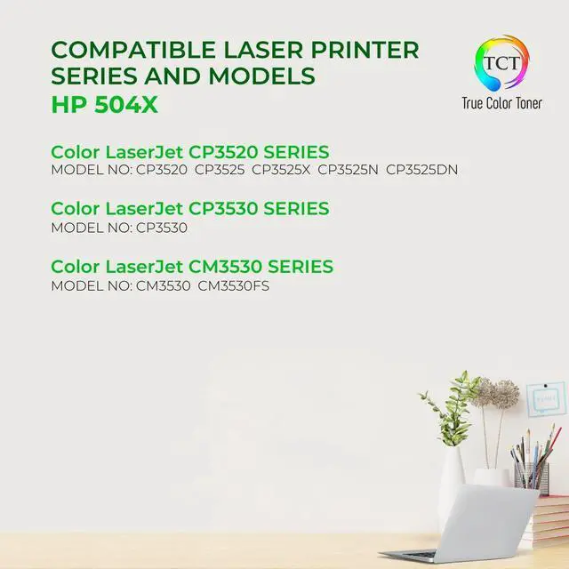 Alt view image 2 of 6 - True Color Toner 504X 504A Toner Cartridge 4 Pack - Premium Compatible Replacement for HP 504X 504A CE250X CE251A CE252A CE253A Works With HP Color LaserJet CP3525X