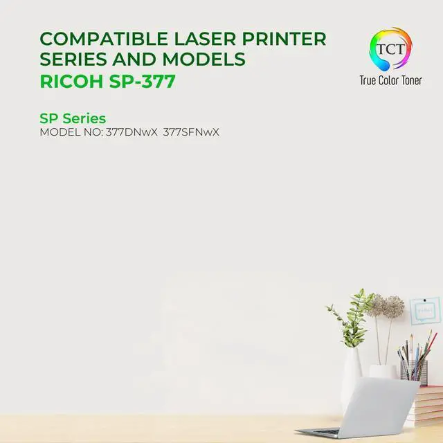 Alt view image 2 of 6 - True Color Toner SP-377 Toner Cartridge 2 Pack - Premium Compatible Replacement for Ricoh Aficio SP-377 408161 Black Works With Ricoh Aficio SP377DNwX SP377SFNwX