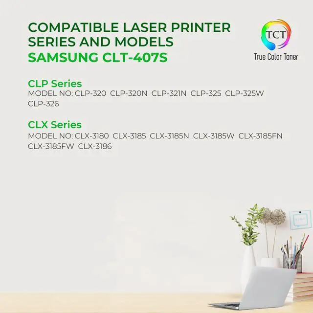 Alt view image 2 of 6 - True Color Toner 407S Color Toner Cartridge 3 Pack - Premium Compatible Replacement for Samsung CLT-407S Works With Samsung CLP-320 320N 321N CLX-3180