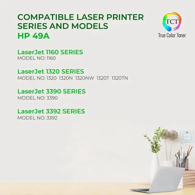 Alt view image 2 of 6 - TCT 49A TAA Compliant Toner Cartridge - Premium Compatible Replacement for HP 49A Q5949A Black Works With HP LaserJet 1160LE 1320N 1320TN 1320NW 3390 3392 Printers