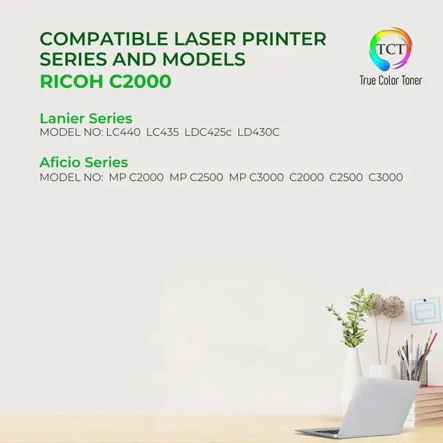 Alt view image 2 of 6 - True Color Toner C2000 Toner Cartridge 4 Pack - Premium Compatible Replacement for Ricoh Aficio 888639 888636 888638 888637 Works With Ricoh Aficio MP C2000 C2500