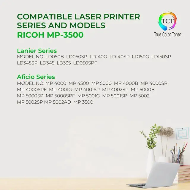 Alt view image 2 of 6 - True Color Toner MP-3500 Toner Cartridge - Premium Compatible Replacement for Ricoh Aficio MP-3500 884922 8400040 841346 Black Toner Cartridge Replacement for Ricoh Aficio MP 3500 4000 4001 4002