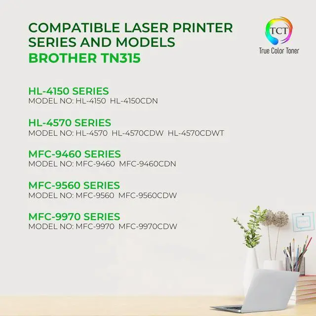 Alt view image 2 of 6 - True Color Toner TN315 Cyan Toner Cartridge - Premium Compatible Replacement for Brother TN315C TN-315C Cyan Works With Brother HL-4150CDN 4570CDW 4570CDWT MFC-9460CDN 9560CDW 9970CDW