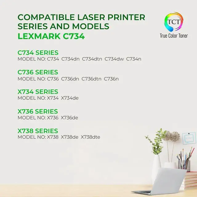 Alt view image 2 of 6 - TCT Premium Compatible Toner Cartridge Replacement for Lexmark C734 C734A1CG Cyan Works With Lexmark C734 C736 C738 X734 X736 X738 XS734