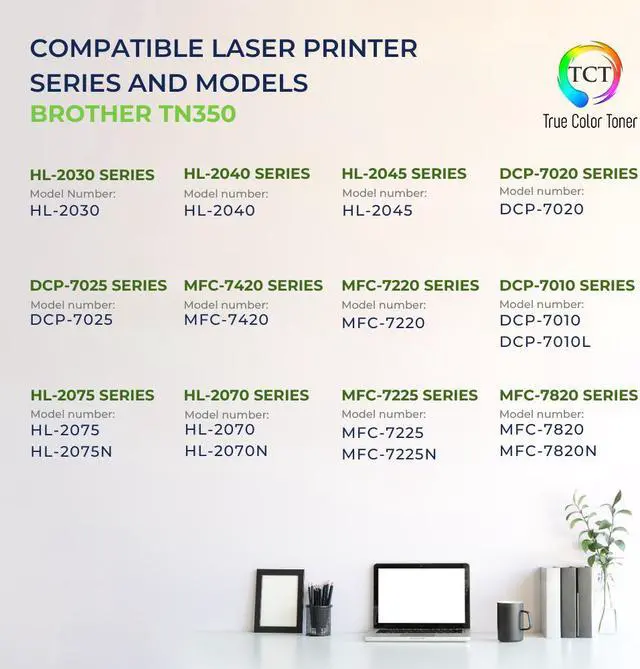 Alt view image 2 of 6 - True Color Toner TN350 Toner Cartridge 4 Pack - Premium Compatible Replacement for Brother TN-350 TN350 Black Works With Brother HL-2030 2070N DCP-7020 FAX-2820 2825 2920 MFC-7220