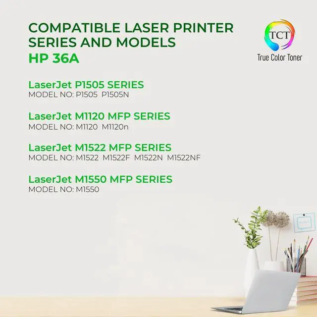 Alt view image 2 of 6 - True Color Toner 36A Toner Cartridge 4 Pack - Premium Compatible Replacement for HP 36A CB436A Black Works With HP LaserJet P1505 P1505N M120 M120N M1522 1522F M1522N M1522NF M1550