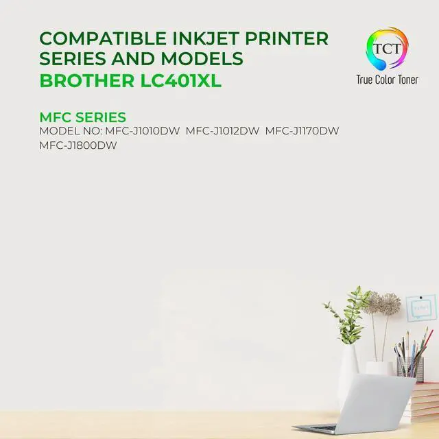 Alt view image 2 of 6 - TCT LC401XL Black Ink Cartridge 2 Pack - Premium Compatible Replacement for Brother LC401XL LC401XLBK Black High Yield Works With Brother MFC-J1010 J1012 J1170