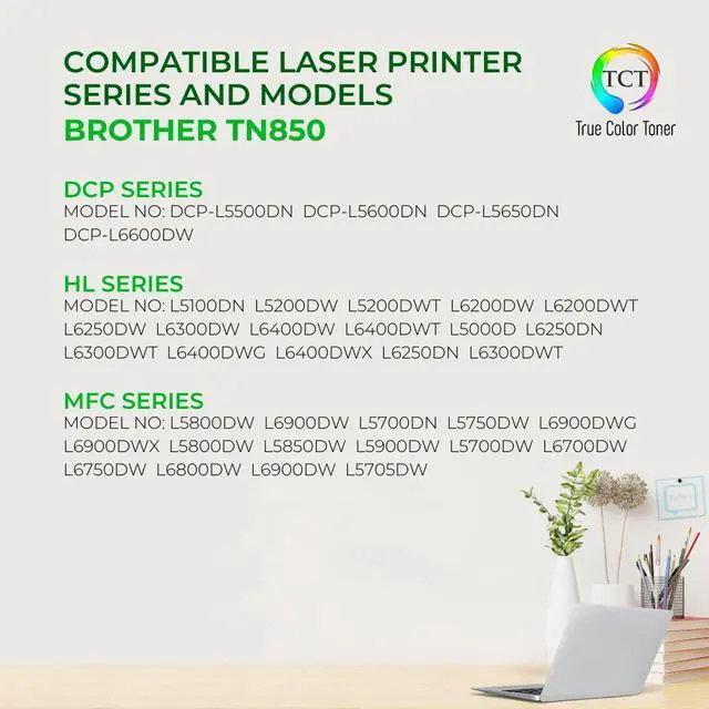 Alt view image 2 of 6 - True Color Toner TN850 Toner Cartridge - Premium Compatible Replacement for Brother TN-850 Black High Yield Works With Brother DCP-L5500DN L5650DN HL-L5000D L6400DWT MFC-L5800DW L6900DW