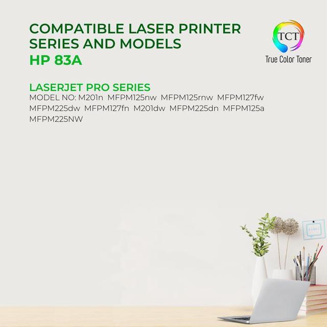 Alt view image 2 of 6 - True Color Toner 83A Toner Cartridge 4 Pack - Premium Compatible Replacement for HP 83A CF283A Black Works With HP LaserJet Pro MFP M125 M126 M127 M128 M225 M201 M202