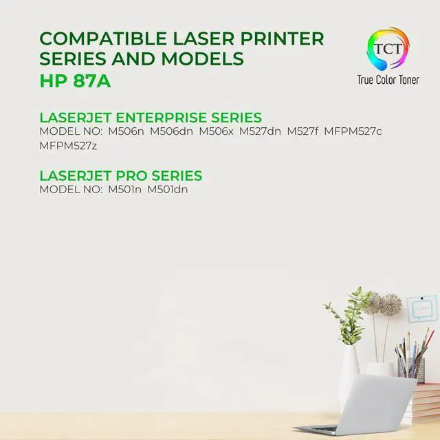 Alt view image 2 of 6 - True Color Toner 87A Toner Cartridge - Premium Compatible Replacement for HP 87A CF287A Black Works With HP LaserJet Enterprise M506 M506N M506X M506DN MFP M527