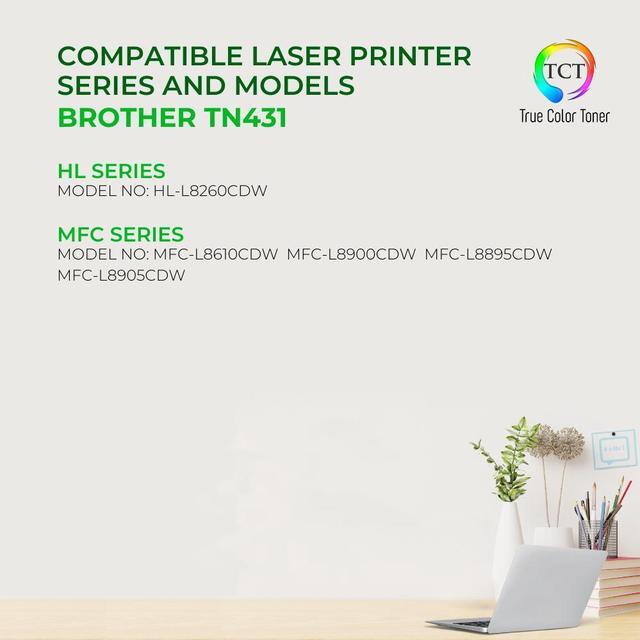 Alt view image 2 of 6 - True Color Toner TN431 Black Toner Cartridge - Premium Compatible Replacement for Brother TN-431 TN431BK Black Works With Brother HL-L8260CDW L8360CDW L8360CDWT MFC-L8610CDW L8900CDW