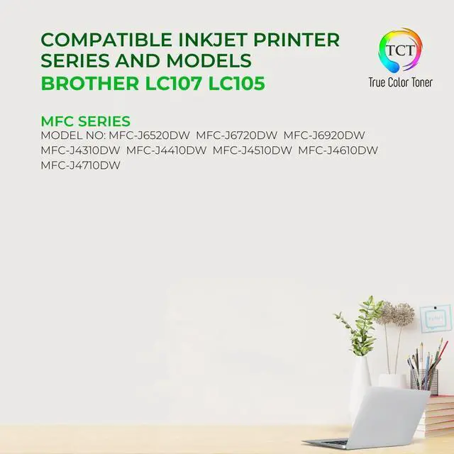 Alt view image 2 of 6 - True Color Toner LC107 LC105 Ink Cartridge 5 Pack - Premium Compatible Replacement for Brother LC107 LC105 LC107BK LC105C LC105M LC105Y Works With Brother MFC-J4310DW J4410DW J4510DW