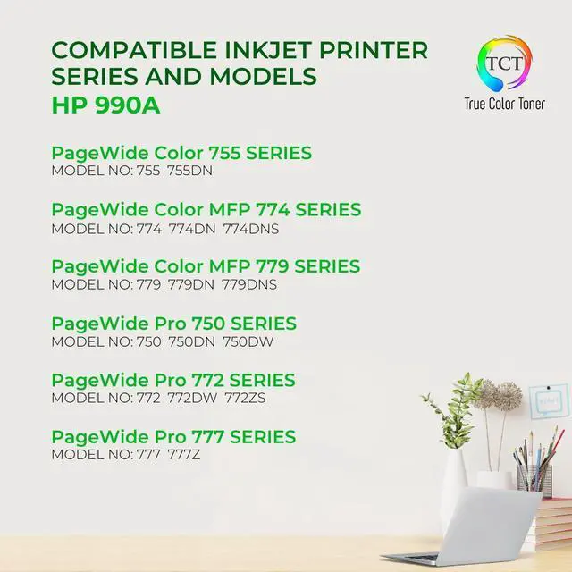 Alt view image 2 of 5 - TCT 990X Black Ink Cartridge 2 Pack - Premium Compatible Replacement for HP 990X M0K01AN Black High Yield Works With HP Pagewide Pro 750 772 777