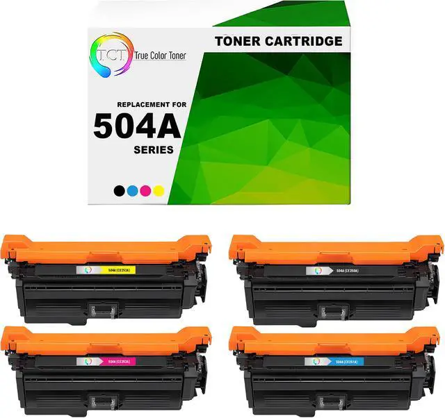 Main image of True Color Toner 504A Toner Cartridge 4 Pack - Premium Compatible Replacement for HP 504A CE250A CE251A CE252A CE253A Works With HP Color LaserJet CP3520 CP3525 CP3525X CP3525DN