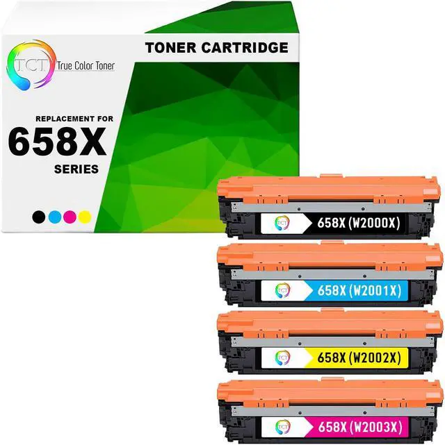 Main image of TCT 658X Toner Cartridge 4 Pack - Premium Compatible Replacement for HP 658X W2000X W2001X W2002X W2003X High Yield Works With HP Color LaserJet Enterprise M751's