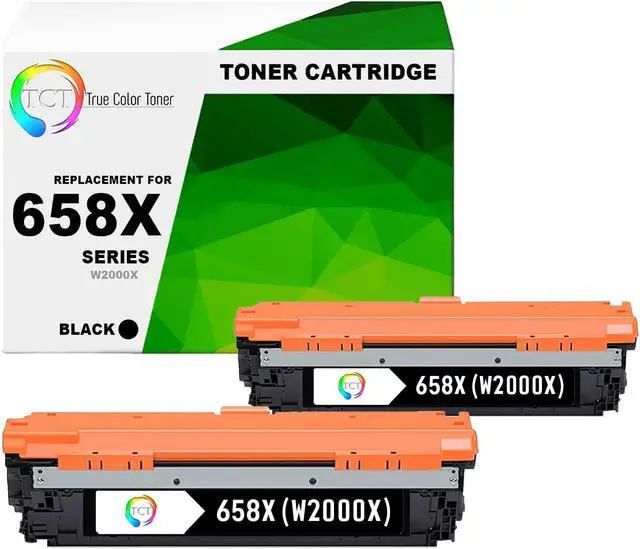 Main image of TCT 658X Black Toner Cartridge 2 Pack - Premium Compatible Replacement for HP 658X W2000X Black High Yield Works With HP Color LaserJet Enterprise M751's