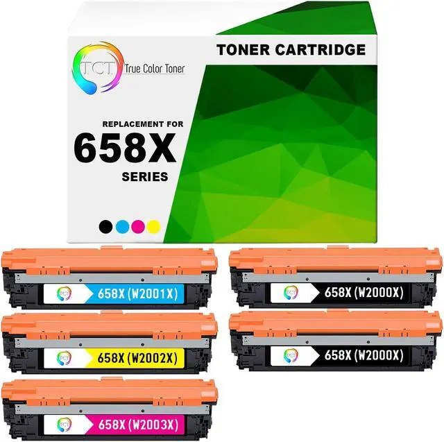 Main image of TCT 658X Toner Cartridge 5 Pack - Premium Compatible Replacement for HP 658X W2000X W2001X W2002X W2003X High Yield Works With HP Color LaserJet Enterprise M751's
