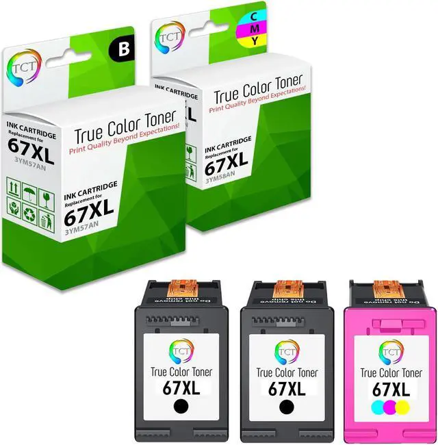 Main image of TCT 67XL Ink Cartridge 3 Pack - Premium Compatible Replacement for HP 67XL 3YM57AN 3YM58AN High Yield Works With HP Envy 6055 6052 6058 Envy Pro 6455 6475 6452 6458 6454