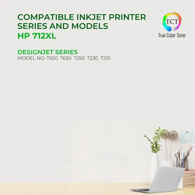 Alt view image 2 of 5 - TCT 712XL Ink Cartridge 5 Pack - Premium Compatible Replacement for HP 712XL High Yield Works With HP DesignJet T650 T630 T250 T230 T210