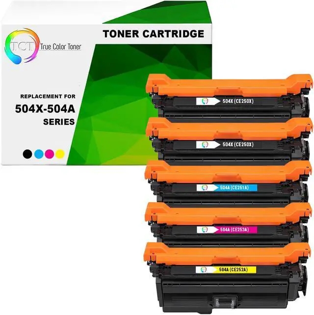 Main image of True Color Toner 504X 504A Toner Cartridge 5 Pack - Premium Compatible Replacement for HP 504X 504A CE250X CE251A CE252A CE253A Works With HP Color LaserJet CP3525X