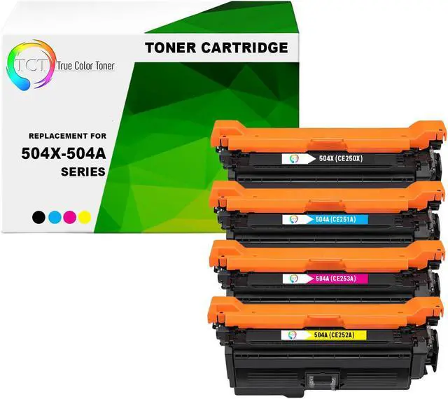 Main image of True Color Toner 504X 504A Toner Cartridge 4 Pack - Premium Compatible Replacement for HP 504X 504A CE250X CE251A CE252A CE253A Works With HP Color LaserJet CP3525X