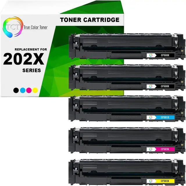 Main image of True Color Toner 202X Toner Cartridge 5 Pack - Premium Compatible Replacement for HP 202X CF500X CF501X CF502X CF503X High Yield Works With HP Color LaserJet Pro MFP M280NW M254DW