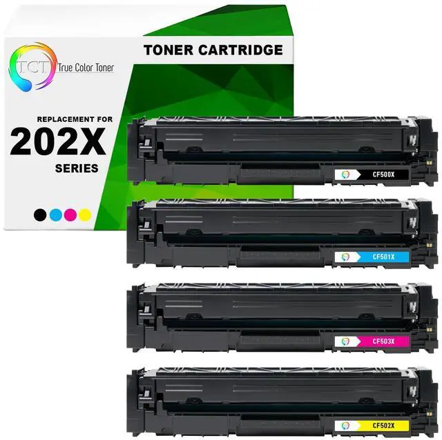 Main image of True Color Toner 202X Toner Cartridge 4 Pack - Premium Compatible Replacement for HP 202X CF500X CF501X CF502X CF503X High Yield Works With HP Color LaserJet Pro MFP M280NW M254DW